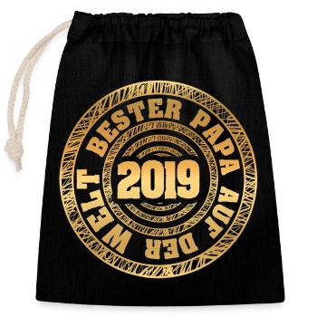 Father 2019 - Closable cotton gift bag (25x30cm) - black - Front