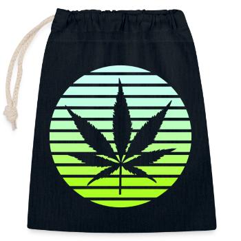 Cannabis Hemp Leaf Retro Sunset Vintage Style - Closable cotton gift bag (25x30cm) - navy - Front