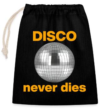 La disco ne meurt jamais : le pouvoir des paillettes ! Disco Ball - Sac cadeau en coton avec cordon (25 x 30 cm) - noir - Devant