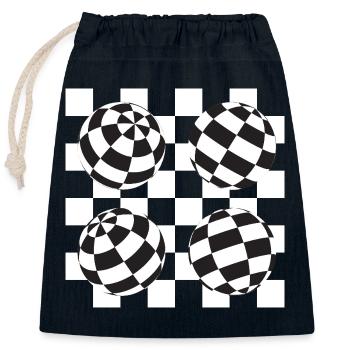 Illusion à damier sphérique - Sac cadeau en coton avec cordon (25 x 30 cm) - bleu marine - Devant