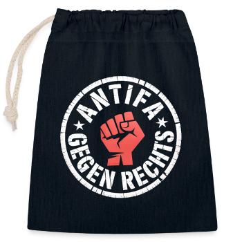 Antifa gegen Rechts - Alerta Antifascista - Verschließbarer Geschenkbeutel aus Baumwolle (25x30cm) - Navy - Vorne