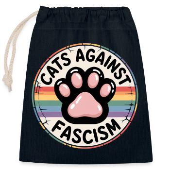 Cats against Racism- Antifascist Merch - Closable cotton gift bag (25x30cm) - navy - Front