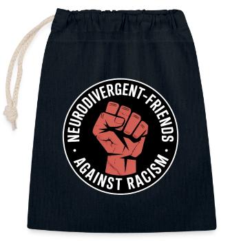 Neurodivergent Friends against Racism - Antifascis - Closable cotton gift bag (25x30cm) - navy - Front