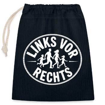 Left before Right - Funny Antifa Slogan - Closable cotton gift bag (25x30cm) - navy - Front