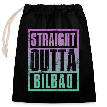 Straight outta Bilbao - Closable cotton gift bag (25x30cm) - black - Front