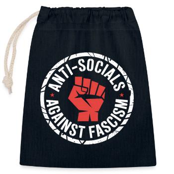 Antisoziale Antifa - Antifa Logo - Sac cadeau en coton avec cordon (25 x 30 cm) - bleu marine - Devant