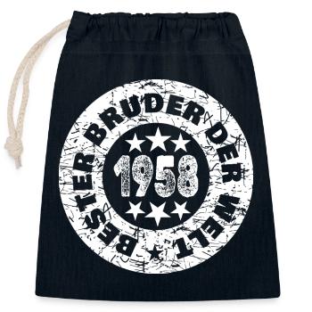 Born in 1958 - Closable cotton gift bag (25x30cm) - navy - Front