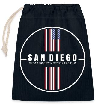 San Diego Coordinates - Closable cotton gift bag (25x30cm) - navy - Front