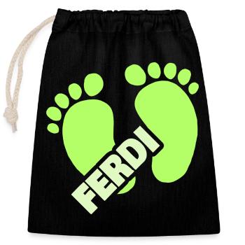 Birth of Ferdi - Closable cotton gift bag (25x30cm) - black - Front