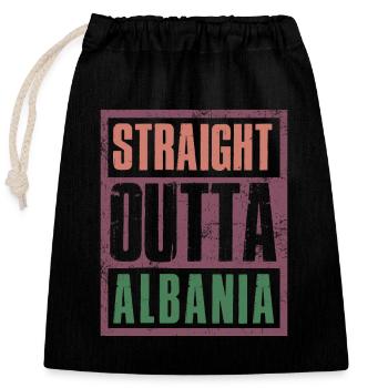 Straight outta Albania - Closable cotton gift bag (25x30cm) - black - Front