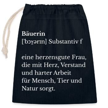 T-shirt Femme de fermier – Déclaration forte pour la vie à la campagne - Sac cadeau en coton avec cordon (25 x 30 cm) - bleu marine - Devant