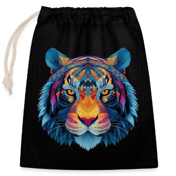 Tiger Head - Closable cotton gift bag (25x30cm) - black - Front