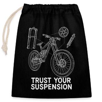Downhill MTB Explosionszeichnung – Suspension Art - Verschließbarer Geschenkbeutel aus Baumwolle (25x30cm) - Schwarz - Vorne