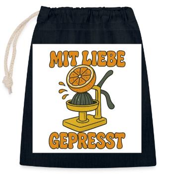 Mit_Liebe_gepr - Closable cotton gift bag (25x30cm) - navy - Front