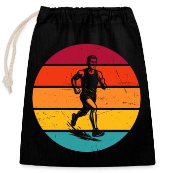 Fresh running motif for races - Closable cotton gift bag (25x30cm) - black - Front