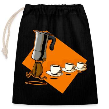 Coffee Time  - Sac cadeau en coton avec cordon (25 x 30 cm) - noir - Devant