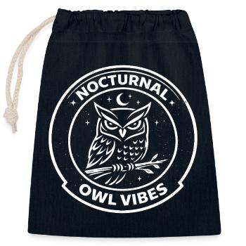 Nocturnal Owl Vibes – Nacht Eule - Verschließbarer Geschenkbeutel aus Baumwolle (25x30cm) - Navy - Vorne