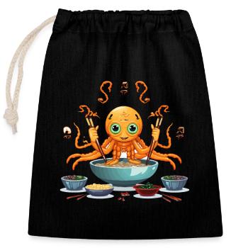 Kleiner Tentakel in Ramen-Suppe - Verschließbarer Geschenkbeutel aus Baumwolle (25x30cm) - Schwarz - Vorne