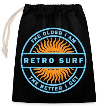 Retro Surf Sunburst Vintage-Surf-Logo - Verschließbarer Geschenkbeutel aus Baumwolle (25x30cm) - Schwarz - Vorne