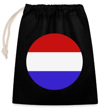 Drapeau rond des Pays-Bas - Sac cadeau en coton avec cordon (25 x 30 cm) - noir - Devant