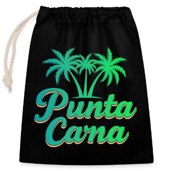 Vacances caribéennes à Punta Cana avec palmiers - Sac cadeau en coton avec cordon (25 x 30 cm) - noir - Devant