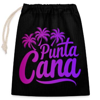Vacances caribéennes à Punta Cana avec palmiers - Sac cadeau en coton avec cordon (25 x 30 cm) - noir - Devant