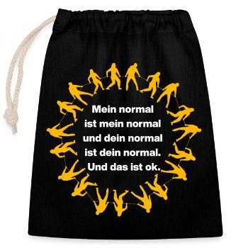 MON NORMAL EST MON NORMAL, LE TIEN VA BIEN ✌️ - Sac cadeau en coton avec cordon (25 x 30 cm) - noir - Devant