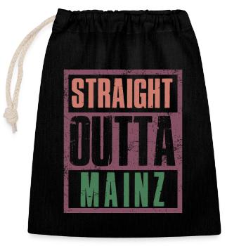 Straight outta Mainz - Verschließbarer Geschenkbeutel aus Baumwolle (25x30cm) - Schwarz - Vorne
