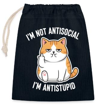 Mürrische Katze Antistupid - Verschließbarer Geschenkbeutel aus Baumwolle (25x30cm) - Navy - Vorne