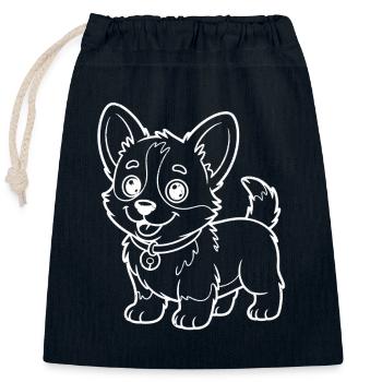 Chihuahua Konturzeichnung Charm - Verschließbarer Geschenkbeutel aus Baumwolle (25x30cm) - Navy - Vorne