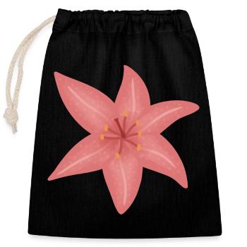 Illustration de fleur de lys rose - Sac cadeau en coton avec cordon (25 x 30 cm) - noir - Devant