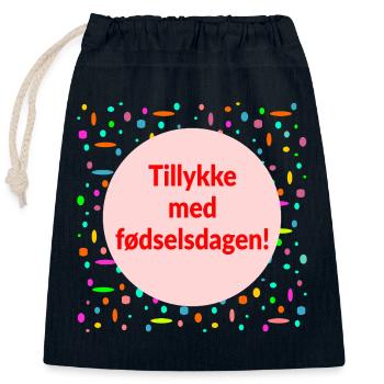Joyeux anniversaire - Sac cadeau en coton avec cordon (25 x 30 cm) - bleu marine - Devant