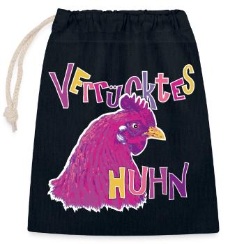 Fans de poulet - Coq - Coq - Poulet fleur - Bio - Sac cadeau en coton avec cordon (25 x 30 cm) - bleu marine - Devant