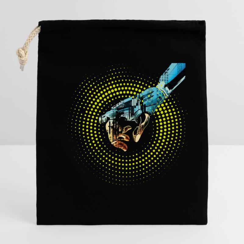 ordinateur main robot IA code cyborg numérique pc Sac cadeau en coton avec cordon (25 x 30 cm)