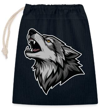 Gray Wolf Howling Wild Moon Wolf Logo - Closable cotton gift bag (25x30cm) - navy - Front