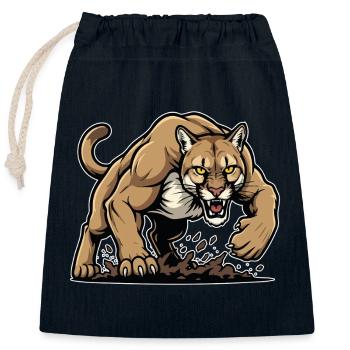 Cougar Lion des Montagnes Sauvage Mascotte - Sac cadeau en coton avec cordon (25 x 30 cm) - bleu marine - Devant