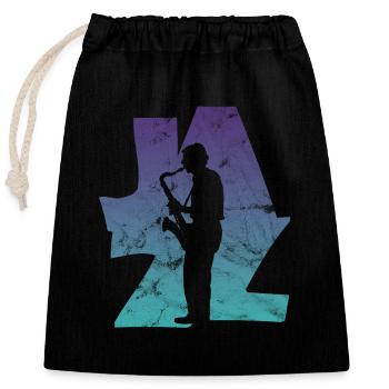 Saxophoniste de jazz - Sac cadeau en coton avec cordon (25 x 30 cm) - noir - Devant