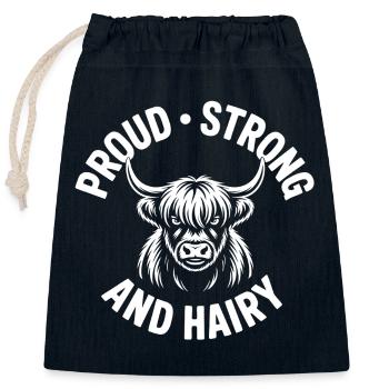 Highland Cow / Highland Beef – I Love Highlands - Closable cotton gift bag (25x30cm) - navy - Front