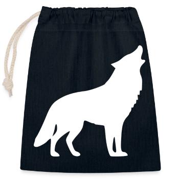 Loup Hurlant Blanc - Sac cadeau en coton avec cordon (25 x 30 cm) - bleu marine - Devant