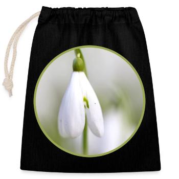 Schneeglöckchen Blüte weiße Blüte Frühblüher - Verschließbarer Geschenkbeutel aus Baumwolle (25x30cm) - Schwarz - Vorne