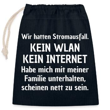 KEIN WLAN, LUSTIGES SPRUCH FAMILIE SPAß, FRECH FUN - Verschließbarer Geschenkbeutel aus Baumwolle (25x30cm) - Navy - Vorne