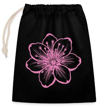 Cherry blossom flower - Closable cotton gift bag (25x30cm) - black - Front