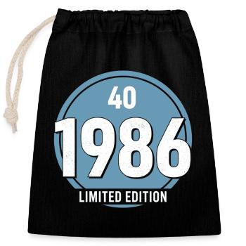 40th Birthday Man Woman 40 Year Old 1986 Gift - Closable cotton gift bag (25x30cm) - black - Front