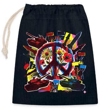 Peace Stop The War - Closable cotton gift bag (25x30cm) - navy - Front