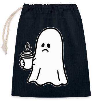 Geist Kaffee Halloween Süßes oder Saures - Verschließbarer Geschenkbeutel aus Baumwolle (25x30cm) - Navy - Vorne