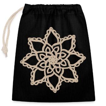 Beige Mandala Flower Lace - Closable cotton gift bag (25x30cm) - black - Front