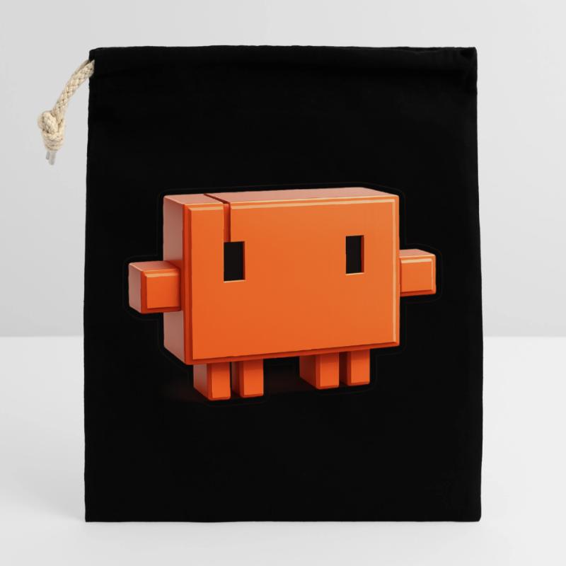 Claude Code Pixel 3D Maskottchen süßer Dev-Aufkleber Verschließbarer Geschenkbeutel aus Baumwolle (25x30cm)