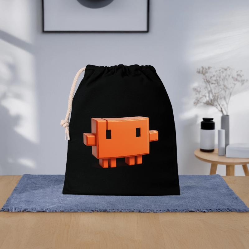 Claude Code Pixel 3D Maskottchen süßer Dev-Aufkleber Verschließbarer Geschenkbeutel aus Baumwolle (25x30cm)