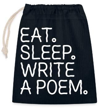 Eat Sleep Write A Poem - Closable cotton gift bag (25x30cm) - navy - Front