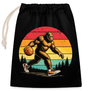 Bigfoot Sasquatch Big Foot Basketball - Closable cotton gift bag (25x30cm) - black - Front